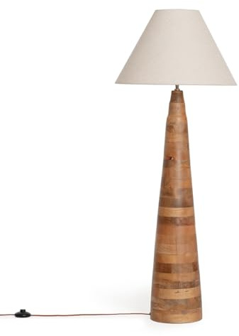 ILUZZIA Lámpara de Pie Madera Zeil Rajesh Beige | CasquilloE27