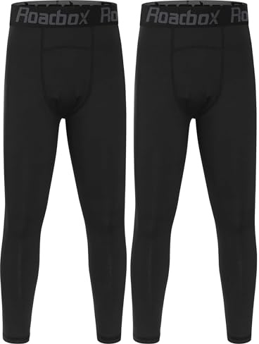 Roadbox 2er-Pack Thermoleggings Jungen Fleece Hose für Fussball Schule
