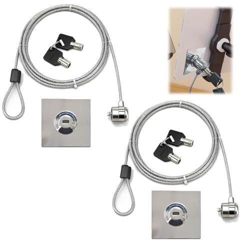 Vxiwscy Candado de Seguridad para Portátiles con Cable de Acero de 2m y Llave, Compatible con Computadoras, Smartphones y Tabletas, Protección Antirrobo para Dispositivos Electrónicos (2 pièce)