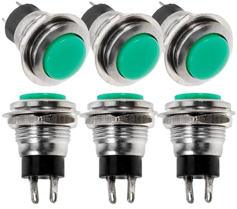 VALICLUD Set 6 Pezzi Interruttori a Pulsante a Rotondi Piccoli 2 Pin Auto-Reset senza Blocco per Sostituzione Interruttori Elettrici Auto e Applicazioni Elettroniche