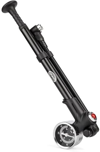 CXWXC Shock Pump for Mountain Bike- High Pressure Suspension Pump 300PSI - Front Fork and Rear Bicycle Suspension Air Shocks with Gauge, No Loss Air Pump (Black)