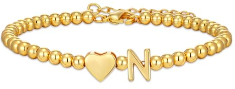 ESPVO Gold Armband mit Buchstabe und Herz für Frauen Damen 18K Vergoldete Gold Personalisierte Initiale A-Z Name Anhänger Armbänder Freundschaftsarmband Freundschaftsarmbänder für Männer