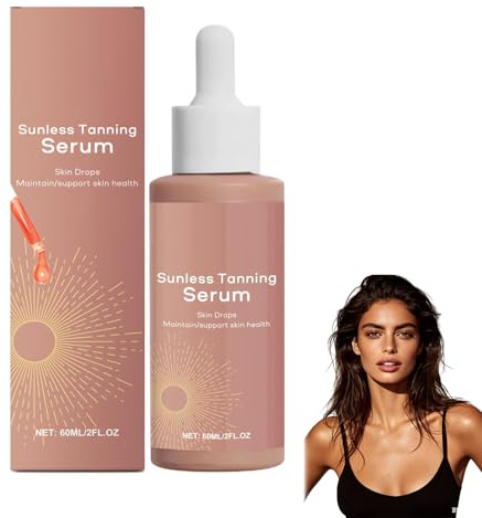 Sérum Autobronzant, Gouttes Autobronzantes, Gouttes Bronzantes pour le Visage et le Corps, Hâle Progressif et Durable Sans Soleil, pour Tous les Types de Peau