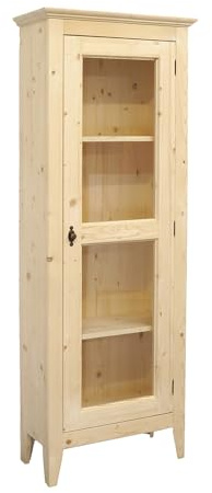 Generisch Vitrinen-Schrank aus Weichholz unbehandelt B: 68 cm