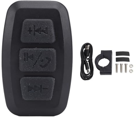 EIMSOAH Contrôleur de Téléphone sans Fil, Télécommande de Cyclisme Bluetooth IPX6 avec Batterie Rechargeable et Support pour Téléphones iOS, Portée de 15 M, 100 Heures D'utilisation (Noire)
