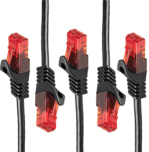 BIGtec LAN Kabel 15m Netzwerkkabel schwarz - 5 Stück - Gigabit Ethernet Kabel RJ45 Stecker Patchkabel für Patchpanel Netzwerk Switch Gaming kompatibel Playstation 5 PS5 XBOX Nintendo Switch 2-Station