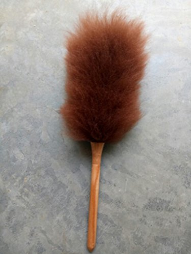 Lambswool Feather Duster mit massivem Holzgriff, flexibel, Gute Griffe, antistatisch, waschbar Staubwedel für Zuhause, Büro und Auto, zieht und hält Staub (Braun)