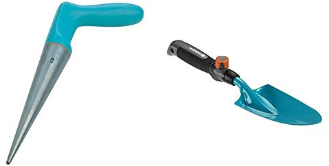 Gardena Pflanzer: Gartengerät zum Pflanzen von Anzucht-Setzlingen, handlicher Pflanzlochbohrer mit Einer rostfreien Metallspitze & combisystem-Blumenkelle: Gartenschaufel, Arbeitsbreite 8.5 cm,