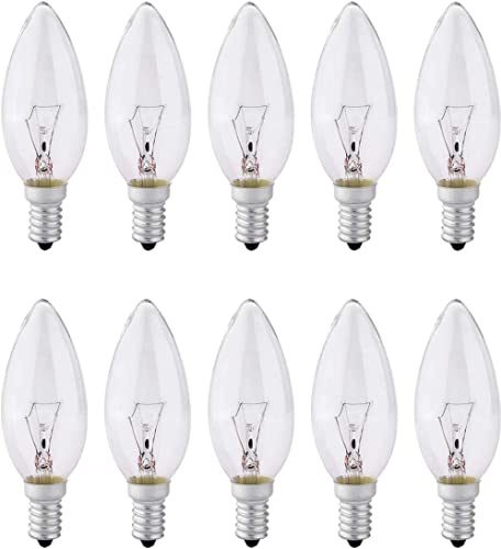 FanciBuy 10 Pack E14 Small Screw Light Bulb, Dimmable Candle Bulbs 40W, 2700K Warm White, 230V