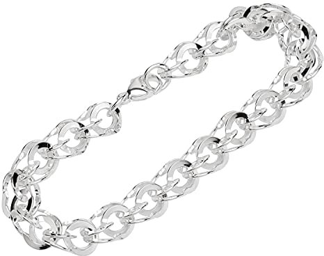 NKlaus armband 925 sterlingsilver 22 cm garibaldi kedja unisex ankare armband utsökt 12875, 22 centimeters, Sterlingsilver