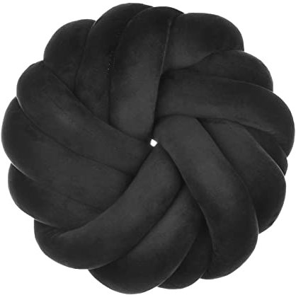 Koomuao Knotenkissen Ø 35 cm Knoten-Ball-Kissen Kreativität Zierkissen Baby Bett Zimmer Dekor Spielzeug Handgemachtes Geknotetes Kissen (Schwarz)