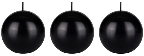 Mega Candles 3 pcs Unscented Black Ball Round Candles, Hand Poured Premium Wax Candle 3 Inch x 3 Inch, Home Décor, Wedding Receptions, Occasions, Events, Festivities, Meditations, Relaxation