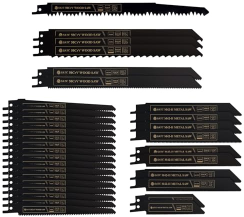 S SATC Reciprocating Saw Blades Set - 32 Pieces, for Metal & Wood, Pruner Blades, Plus Jigsaw Blades