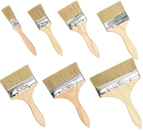 7 pezzi Pennellesse Set，Pennello Set con manico in legno，Per Pittura, Gesso, Colorazione, Vernici e Colle.