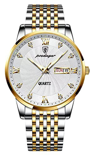 rorios klassisch Herrenuhren Analogue Quartz mit Edelstahlarmband Leuchtende Armbanduhr wasserdichte Diamant Uhr für Herren Männer