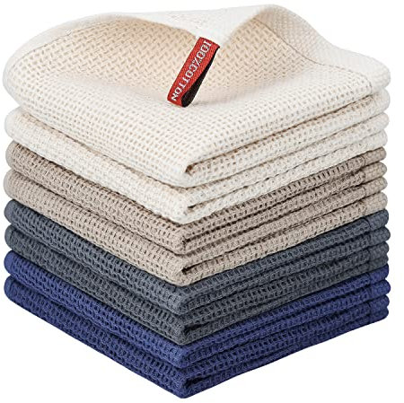 Nialnant 100% cotone waffle tessere asciugamani da cucina, strofinacci per lavare i piatti,asciugamani da cucina 30 x 30 cm, confezione da 8 colori multicolore