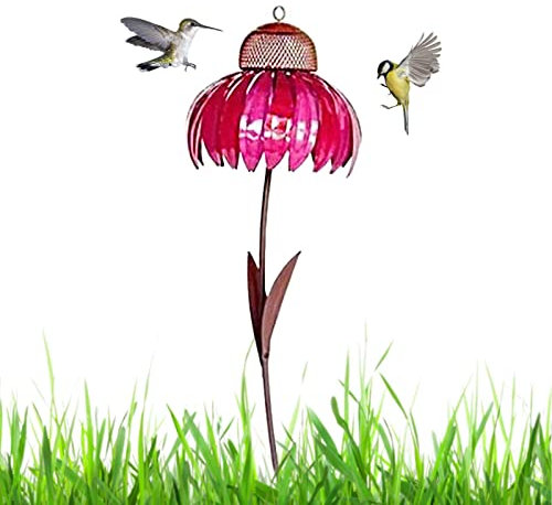 Blumen-Vogelhäuschen | Stehender Sonnenhut-Vogelhäuschen | Garten-Vogelhäuschen, Metallblumen-Stehform-Design, schöne Dekoration, Mehrzweck-Futterspender Gyouza
