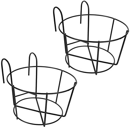 Healeved 2 Pz Pentole Per Fiore Da Balcone Impianto Di Ringhiera Cesti Appesi Vaso Da Fiori Sospeso in Ferro Cesto Portavaso Per Fiori Vaso Appeso Fioriera Asta Appendiabiti All'aperto