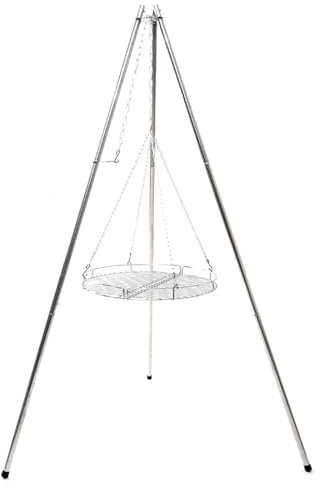 Valcla Barbecue Charbon Grand trépied d'extérieur for Barbecue en Acier Inoxydable, avec Filet de Gril, for fête de Camping, Support de Pot Suspendu for feu de Camp Pique-Nique, Jardin, Camping