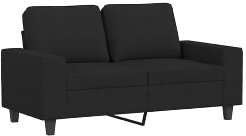 vidaXL Sofa 2-Sitzer, Loungesofa Couch mit Armlehnen Rückenkissen, Wohnzimmersofa Designsofa Metallgestell, Sitzmöbel Zweisitzer, Schwarz Stoff