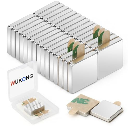 Wukong 10×10×2mm Calamite Potenti Magneti Neodimio, 30 Pezzi Calamite Piccole Magnete Adesivo, Fogli Magnetici Adesivi per Calamite, Calamita Frigo per Ufficio e Bacheca Magnetica in Vetro