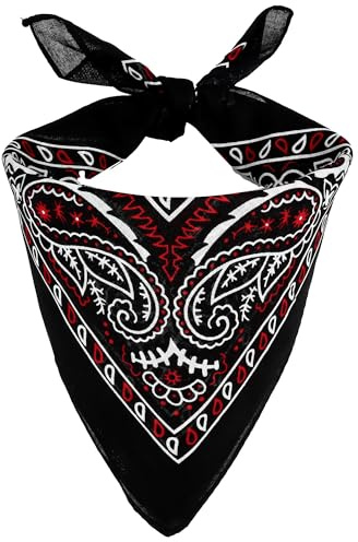 Superfreak Bandana Tuch Paisley Muster 02 schwarz rot weiß quadratisches Kopftuch
