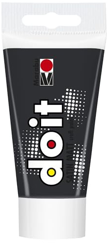 Marabu DO IT Craft Paint, 75 ml Schwarz, seidenmatte Acrylfarbe für DIY, Basteln und Hobby, Malfarbe auf Wasserbasis, wetterfest, lichtecht, schnelltrocknend, vegan, 12760002073