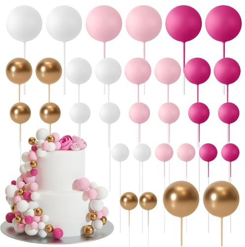 SYTTNUM Torta Cupcake Palline，Palla Cake Topper，Farfalle Decorative Torta, Decorazione Della Torta a Forma di Farfalla, Adatto per Compleanni, Matrimoni, Feste, Torte, Bambini e Adulti