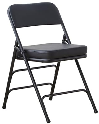 BOOSDEN Chaise pliante rembourrée avec coussin épais, chaise pliante en métal robuste pour extérieur, intérieur, salle à manger et fête, noir
