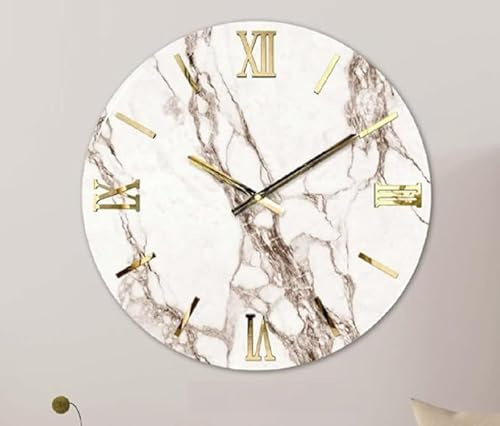 Generico Orologio da Parete, Soggiorno, Cucina, Moderno,Effetto marmo, Base legno, Lavorazione a resina, Numeri a rilievo, Diametro disponibile 40/60/80/100 cm, Made in Italy (60)