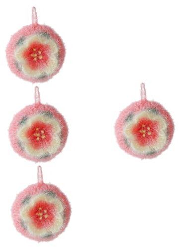 Healvian 4 Stück Blumen Geschirrtuch Spültuch mit Blumenmuster Haushaltstuch mit Blumenmotiv Geschirrspülwerkzeuge farbiges Geschirrtuch handtücher Brillenputztuch Geschirrschrubber Rosa