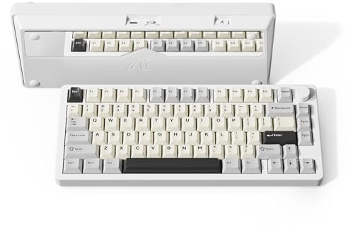 Hoopond X Attack Shark X86 Clavier De Jeu Mécanique sans Filc-Blanc Étoilé | 75%,Full Aluminum CNC,BT/2,4G/USB-C,Contrôle Par Bouton,RGB,4000mAh,Commutateur Linéaire Échangeable à Chaud Pour PC/Win/Mac