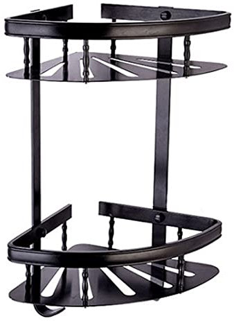 Mensola per Doccia da Bagno, ad Angolo, per Cosmetici, a Parete, portaoggetti per Cosmetici, in Alluminio Dorato, Organizer per Shampoo, scolapiatti, Accessori con Gancio/Nero