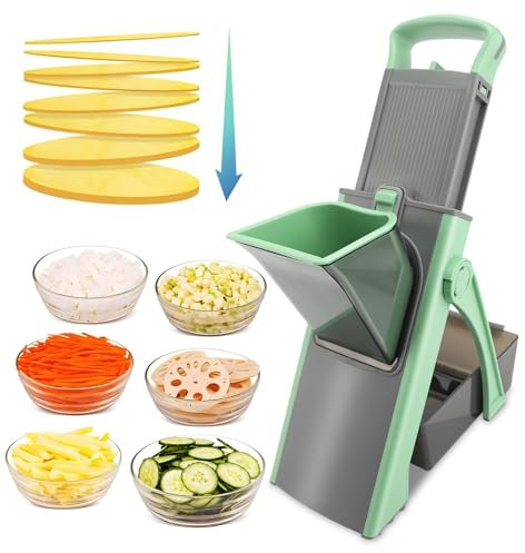 Tritatutto per Alimenti da Tritatutto per Verdure Multifunzionale Strumento per Affettare a Mano per Uso Domestico e Commerciale (GREEN)