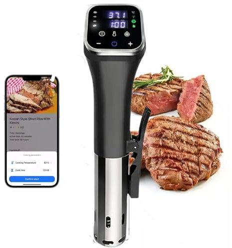 LIULIQ Sous Vide Cooker, 1100W Sous Cooker Machine with LED Touch Screen, Temperature and Time Display Control, Ultra-Quiet Fast-Heating and Easy To Store Use for Meat Eggs and Vegetables