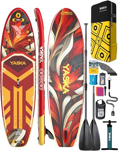 YASKA Stand Up Paddling Board Aufblasbar - Sup Board 200kg mit Zubehör,Getrankehalter,Standup Paddle Board für 2 Personen Familie