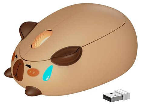 Akko Ratón inalámbrico con temática de Gato, 3200 dpi, conexión Triple, Bluetooth 3.0/5.0/Receptor USB A de 2.4 G, Clic silencioso, diseño de Dibujos Animados para portátil/PC (Capibara)