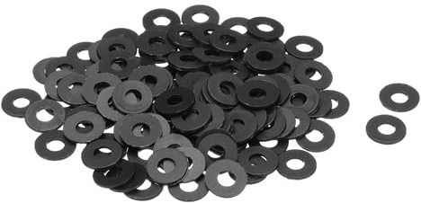 QUARKZMAN 120 Stk M5 Nylon Flachdichtungen 5mm ID 12mm OD 1mm Dick Schwarz | Glatte Unterlegscheiben, Kunststoff-Dichtungsscheiben, Befestigungselemente, Dichtungsabstandshalter