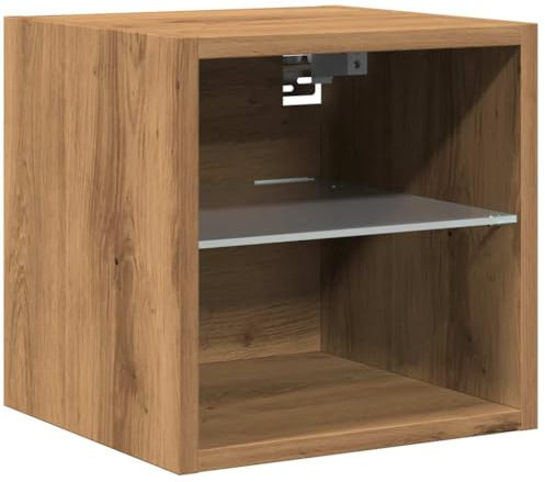 ULUYYUC Armoire TV pour salon - Buffet TV - Petit meuble TV - Avec lumières LED - Chêne artisanal - 30 x 28,5 x 30 cm - Pour chambre à coucher, cuisine, salon, couloir