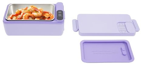 SuhoFutus Elektrische Lunchbox mit Akku, 40W Heatsbox, Tragbare Elektrisch Lunchbox mit Isolierter Tasche, 1L Wärmebox für Speisen, Edelstahl-Lunchboxen mit Isolierfunktion, für Büro, Reisen