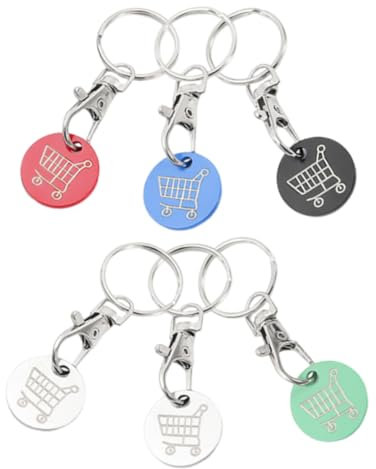 UTHCLO 6pezzi Portachiavi Per Gettoni Trolley Inossidabile Portachiavi Multifunzionale Per Carrelli Della Spesa e Monete Design Elegante e Resistente Ottimo Per Uso Quotidiano