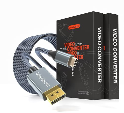 DriverGenius Vertex-X86 Pro USB-C to DisplayPort 8K Adapter (1.8m, 2 Pc) | USB-C to DP1.4 Adapter For DP-Alt Mode Laptops, Workstations and Gaming Setups, Supporting 8K Multi Monitor Output