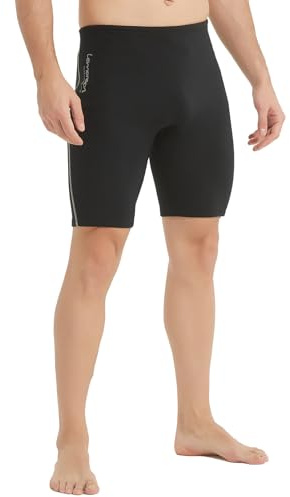 Lemorecn Men's 2mm Neoprene Wetsuit Shorts, Super Stretch Swim Shorts for Scuba Diving Surfing Swimming Snorkeling (UK1126-BLACKGRAY-XL)