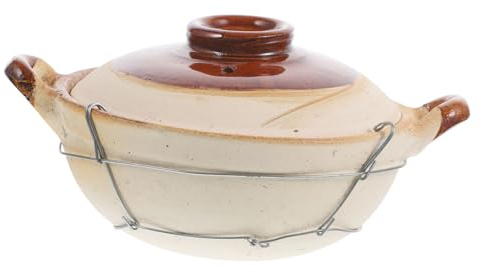 Homoyoyo Pottery Clay Casserole with Double Handle Small Cooking Pot for Soup Noodles and Braised Dishes for