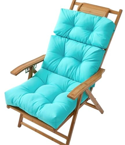 Highdi Cojin para Tumbona de jardín Solamente, Impermeable Cojines Sillas Reclinables Antideslizante 112x50 cm Cojines para sillones de Exterior, Colchón Banco Acolchado (Azul Claro)