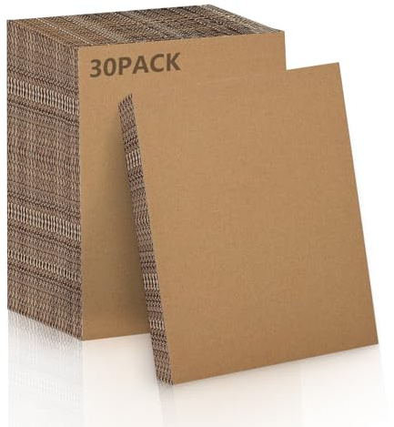 Jiaoshou Pan 30 Pezzi Cartone Ondulato, 3mm Cartone Rettangolare, Fogli Cartoncino Ondulato per Artigianato, Scatole, Modellismo, Arti e Mestieri (A4)