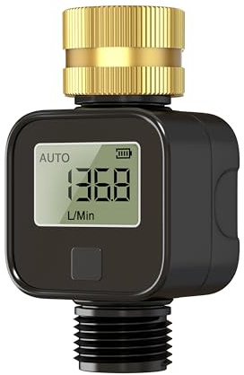 Wasser-Durchflussmesser mit Messinggewinde – Misst Durchflussrate in Echtzeit – Ideal für Wohnmobile, Gartenschläuche, Rasensprenger & Sprühdüsen