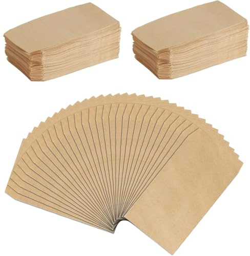 100 STK Kraftpapiertüten Kleine Samentütchen Mini Samentüten zum Befüllen, 6x11cm Kleine Ramadan Tüten, Mini Kraftpapiertüten zum basteln für Hochzeit, Weihnachten