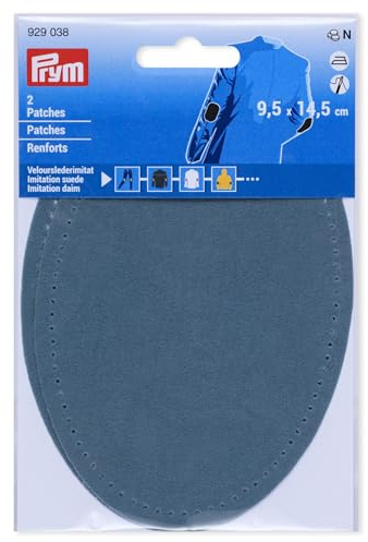 Prym 929038 Patches Velourslederimitat, aufbügelbar, 9,5 x 14,5 cm, jeansblau