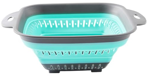 Passoire pliable | Panier pliable en silicone avec poignées antidérapantes | Outil de rinçage durable pour pâtes, fruits, légumes, riz, évier de cuisine, maison, dortoir, caravane, voyage, camping